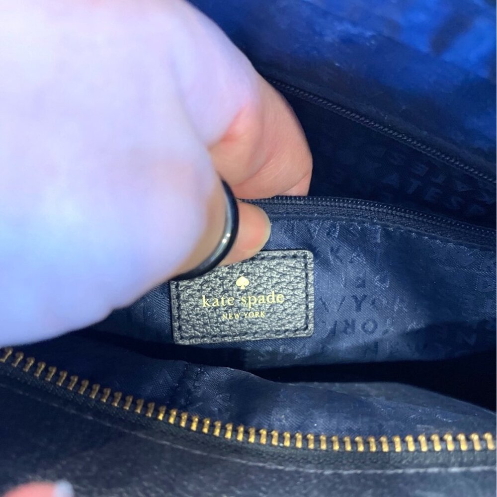 Kate Spade New York Grove Street Caley Leather Satchel Navy Blue White M - Picture 9 of 13